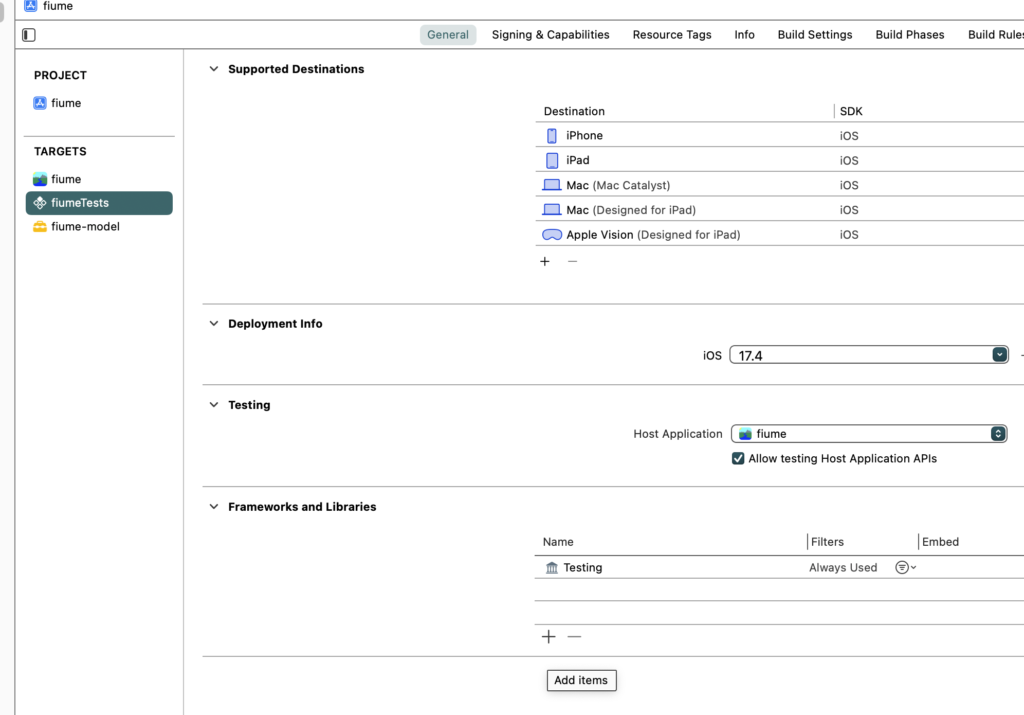 Reference the framework in the main and testing targets